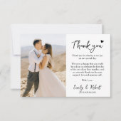 Elegantes modernes Heart Script-Foto Hochzeit Dankeskarte (Vorderseite)