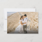 Elegantes modernes Heart Script-Foto Hochzeit Dankeskarte (Rückseite)