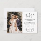 Elegantes modernes Heart Script Foto Wedding Danke (Vorderseite)