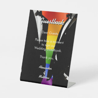 Elegantes modernes Hochzeits-Gästebuch für schwule Sockelschild