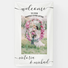 Elegantes modernes Hochzeitsbild Foto Willkommen Banner