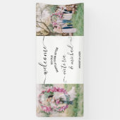 Elegantes modernes Hochzeitsbild Foto Willkommen Banner (Vertikal)