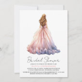 Elegantes modernes Hochzeitskleid-Brautparty Einladung (Vorderseite)