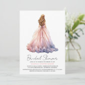 Elegantes modernes Hochzeitskleid-Brautparty Einladung (Stehend Vorderseite)