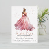 Elegantes modernes Hochzeitskleid-Brautparty Folieneinladung (Stehend vorne)