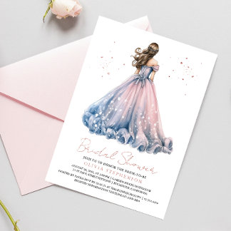 Elegantes modernes Hochzeitskleid-Brautparty Folieneinladung