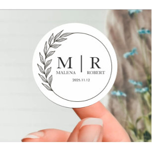 Elegantes modernes Hochzeitspaar Name Schwarzer Te Runder Aufkleber