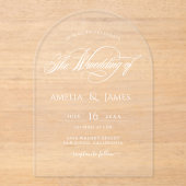 Elegantes modernes Hochzeitsskript-Design Acryleinladungen (Vorderseite)