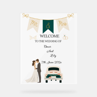 Elegantes modernes Hochzeitswillkommen Akryllische Acrylschild