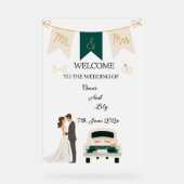 Elegantes modernes Hochzeitswillkommen Akryllische Acrylschild (Vorderseite)