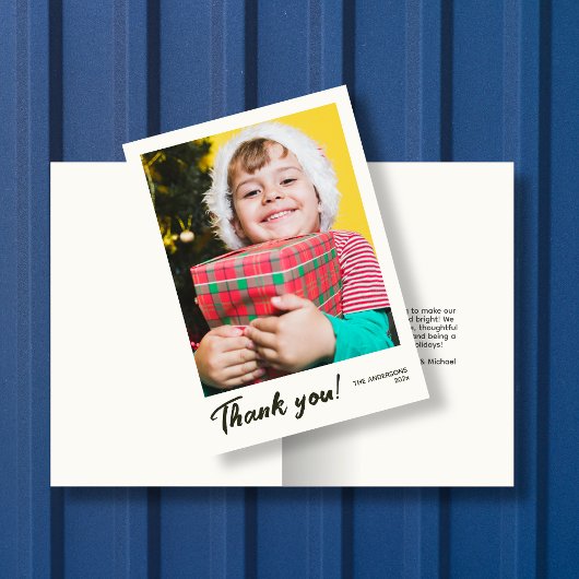 Elegantes modernes Holiday Foto Danke Karte