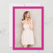 Elegantes, modernes Hot-Rosa Foto Sweet 16 Einladung (Rückseite)