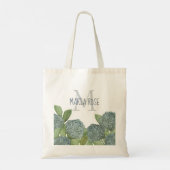 Elegantes modernes Hydrangea Monogramm Tragetasche (Rückseite)