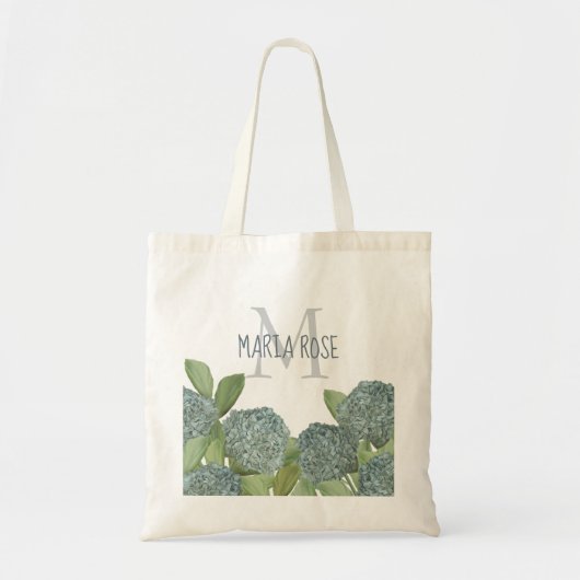 Elegantes modernes Hydrangea Monogramm Tragetasche (Vorne)
