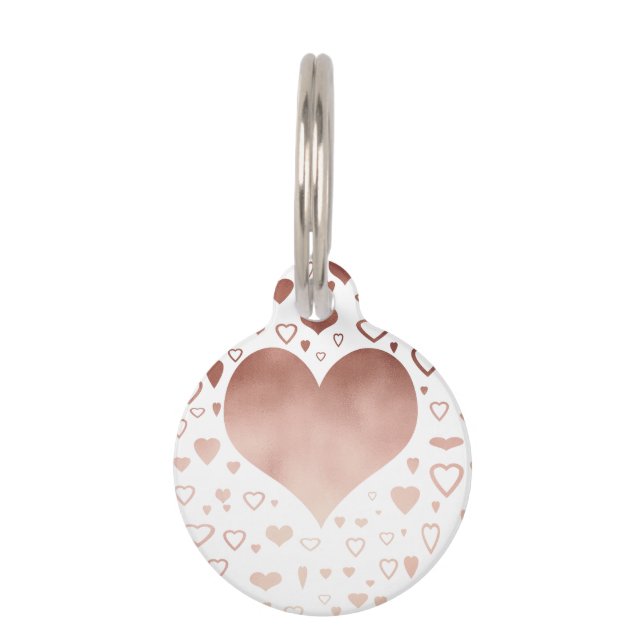 elegantes modernes Imitat-Rosengoldherzmuster Haustiermarke (Vorderseite)