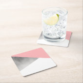 elegantes modernes Imitatsilber erröten rosa Rechteckiger Pappuntersetzer (Vor Ort)