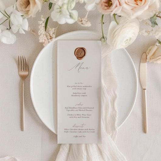 Elegantes, modernes Ivory Calligraphy Wedding Menu Einladung