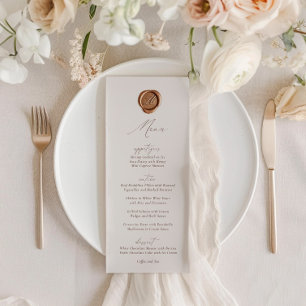 Elegantes, modernes Ivory Calligraphy Wedding Menu Einladung
