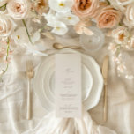 Elegantes, modernes Ivory Calligraphy Wedding Menu Einladung<br><div class="desc">Konzipiert zur Koordination mit der "ETHEREAL" Wedding Invitation Collection. Andere Tischnummern in der Sammlung werden separat verkauft. Klicken Sie auf den Link Sammlung auf dieser Seite,  um alle passenden Elemente in diesem schönen Design zu sehen,  oder sehen Sie sich die Sammlung hier an: https://bit.ly/2W3Hg9Z</div>