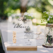 Elegantes modernes Jenga Gästebuch Hochzeit Acrylschild