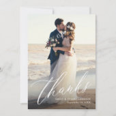 Elegantes, modernes Kalligrafie-Script-Hochzeitssk Dankeskarte (Vorderseite)