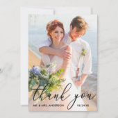 Elegantes modernes kalligrafisches Hochzeitssemble Dankeskarte (Vorderseite)