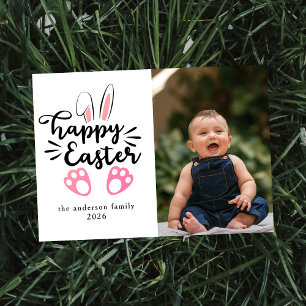 Elegantes modernes Kaninchen Frohe Ostern Foto Feiertagskarte