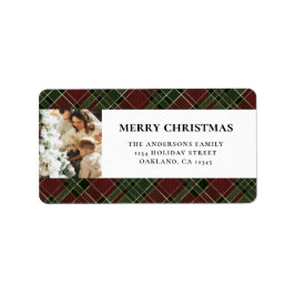 Elegantes Modernes Kariertes Rotes und Grün Adressaufkleber