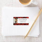 Elegantes Modernes Kariertes Rotes und Grün Adressaufkleber (Insitu)