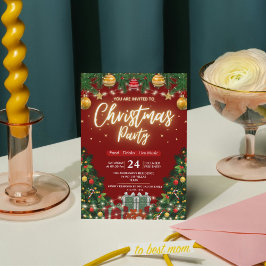 Elegantes modernes Karo Grün Weihnachtsfeier Einladung