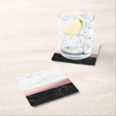 elegantes modernes klares Schwarz-weißes Rechteckiger Pappuntersetzer (Vor Ort)