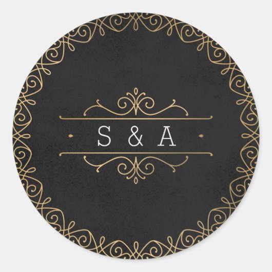 Elegantes, modernes Klassisches Oldtimer-Hochzeits Runder Aufkleber (Vorderseite)