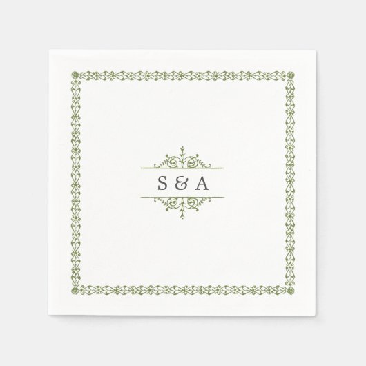 Elegantes, modernes Klassisches Oldtimer-Hochzeits Serviette (Vorderseite)