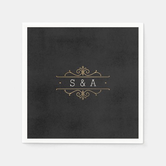 Elegantes, modernes Klassisches Oldtimer-Hochzeits Serviette (Vorderseite)