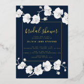 Elegantes modernes klassisches Orchideenschiff Nav Folieneinladung (Vorderseite)