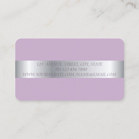 Elegantes, modernes Kleid aus Silver Stripe Glitze Visitenkarte (Rückseite)