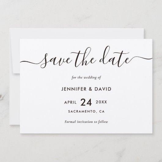 Elegantes, modernes Kraftpapier Hochzeit Save The Date (Vorderseite)
