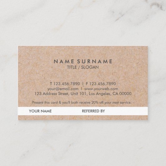 Elegantes modernes KraftPrinted Goldakzent-Chic Visitenkarte (Rückseite)