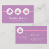 Elegantes modernes Kuchen-Bäckerei-Café-Rosa lila Visitenkarte (Vorne/Hinten)