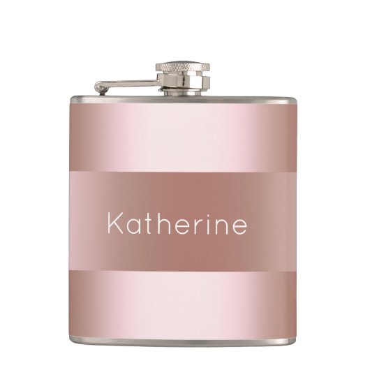 Elegantes modernes Küken-Rosen-Goldmuster Flachmann (Vorderseite)