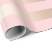 Elegantes modernes Küken-Rosen-Goldrosa striped Geschenkpapier (Rolleneckpunkt)