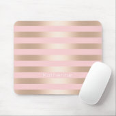 Elegantes modernes Küken-Rosen-Goldrosa striped Mousepad (Mit Mouse)