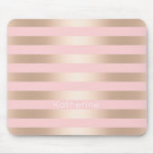 Elegantes modernes Küken-Rosen-Goldrosa striped Mousepad (Vorne)