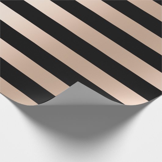 Elegantes modernes Küken-Rosen-Goldschwarzes Geschenkpapier (Ecke)