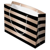 Elegantes modernes Küken-Rosen-Goldschwarzes Große Geschenktüte (Rückseite Schrägansicht)