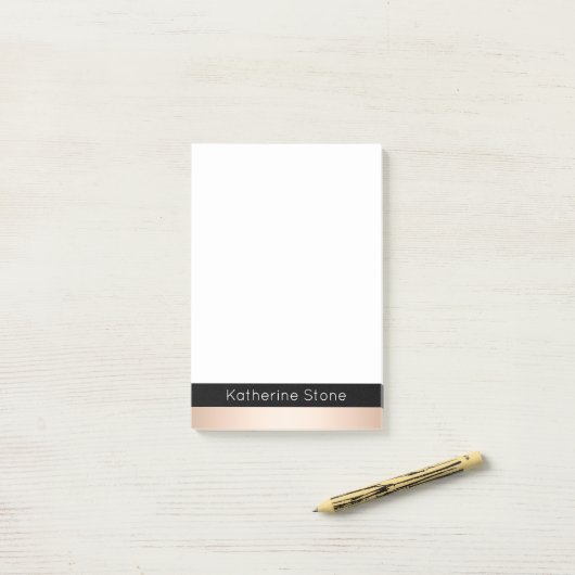 Elegantes modernes Küken-Rosen-Goldschwarzes Post-it Klebezettel (Auf Schreibtisch)