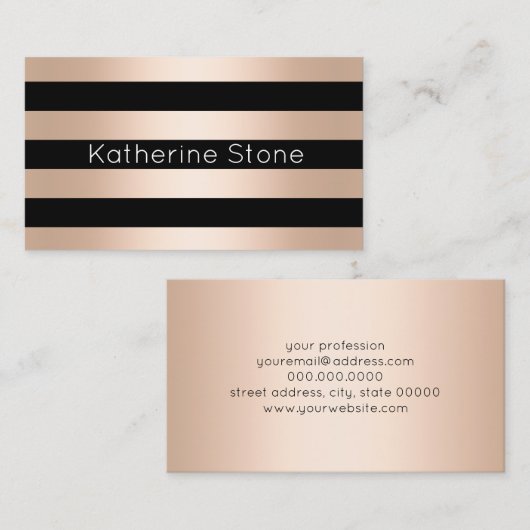 Elegantes modernes Küken-Rosen-Goldschwarzes Visitenkarte (Vorne/Hinten)