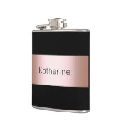 Elegantes modernes Küken-Rosengold u. schwarzer Flachmann (Links)