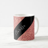 Elegantes modernes Küken-RosengoldGlitterschwarzes Kaffeetasse (VorderseiteRechts)