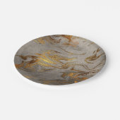 Elegantes, modernes Kupfergold und silberes Marmor Pappteller (Schrägansicht)